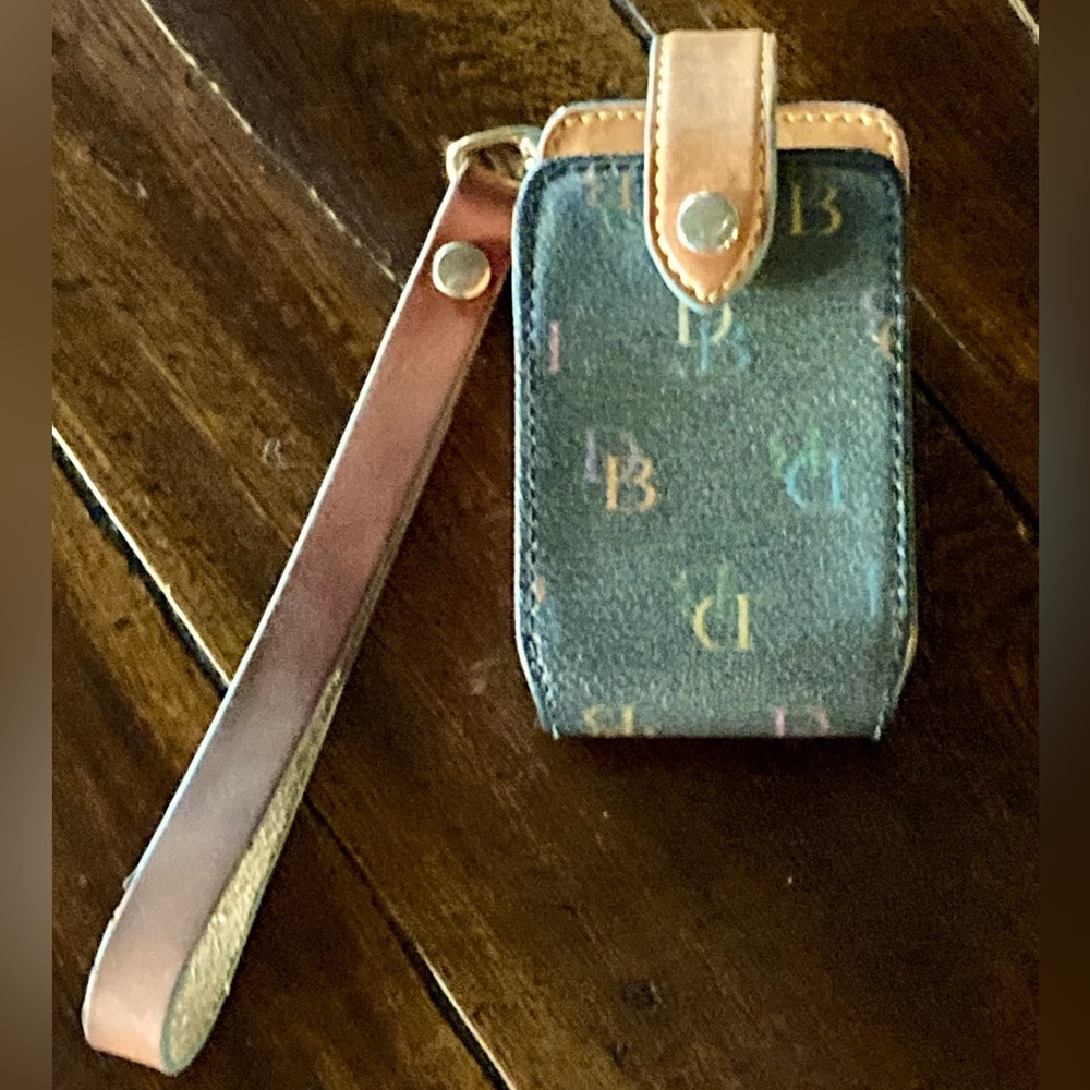 DOONEY & Bourke Rainbow Logo Wristlet Keychain Fob Leather Sanitizer Case Holder